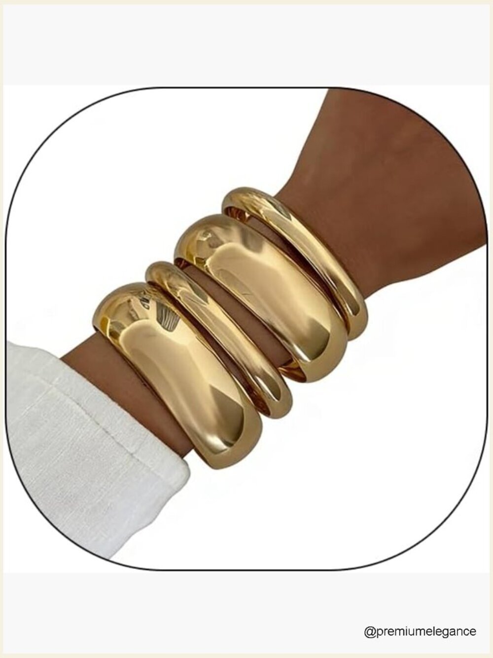 Stackable Chunky Bangle Bracelets Set Wide Gold Bracelets Women